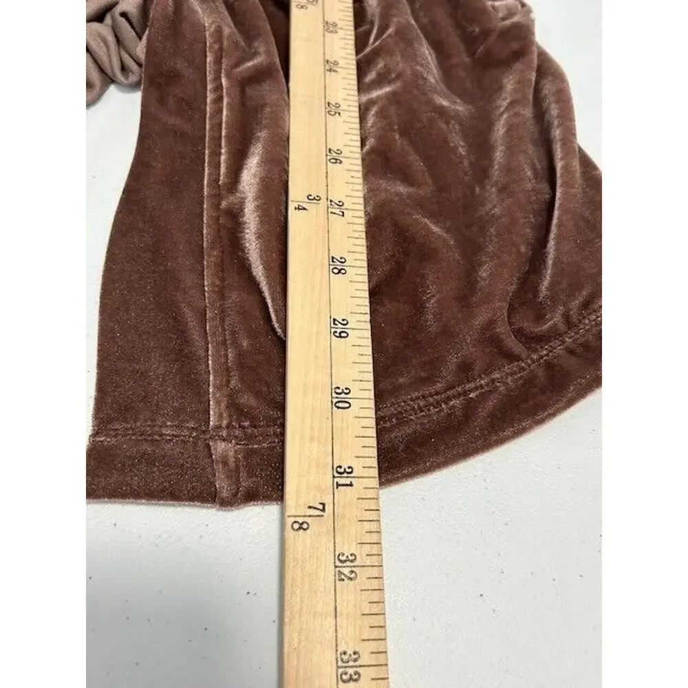 Soncy Cardigan Sweater Open Front Long Sleeves Shawl Collar‎ Velour Brown 1 NWT